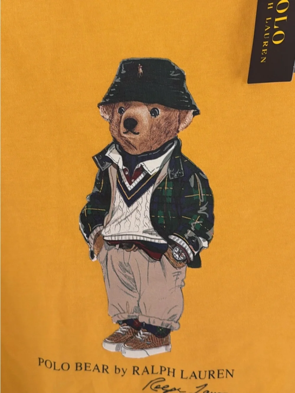 Ralph Lauren Mustard Yellow Bear Graphic Tee